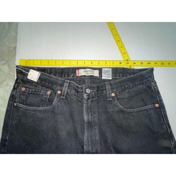 Levis 505 Black Denim Jeans Red Tab Straight Leg Size 38x30 - Picture 5 of 10